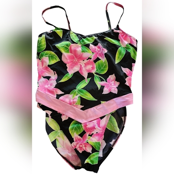 Vintage Sessa Swim Floral Tankini Top 14 Bottom 10 Women's Bikini Set - Picture 1 of 14